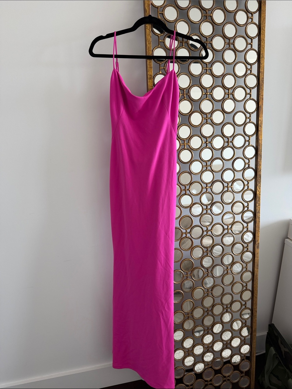 Katie May Hot Pink Slip Maxi Dress with Cowl Neck